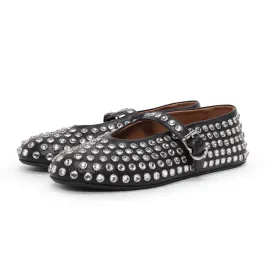 Alaia Black Crystal Embellished Lambskin Ballet Flats 38.5
