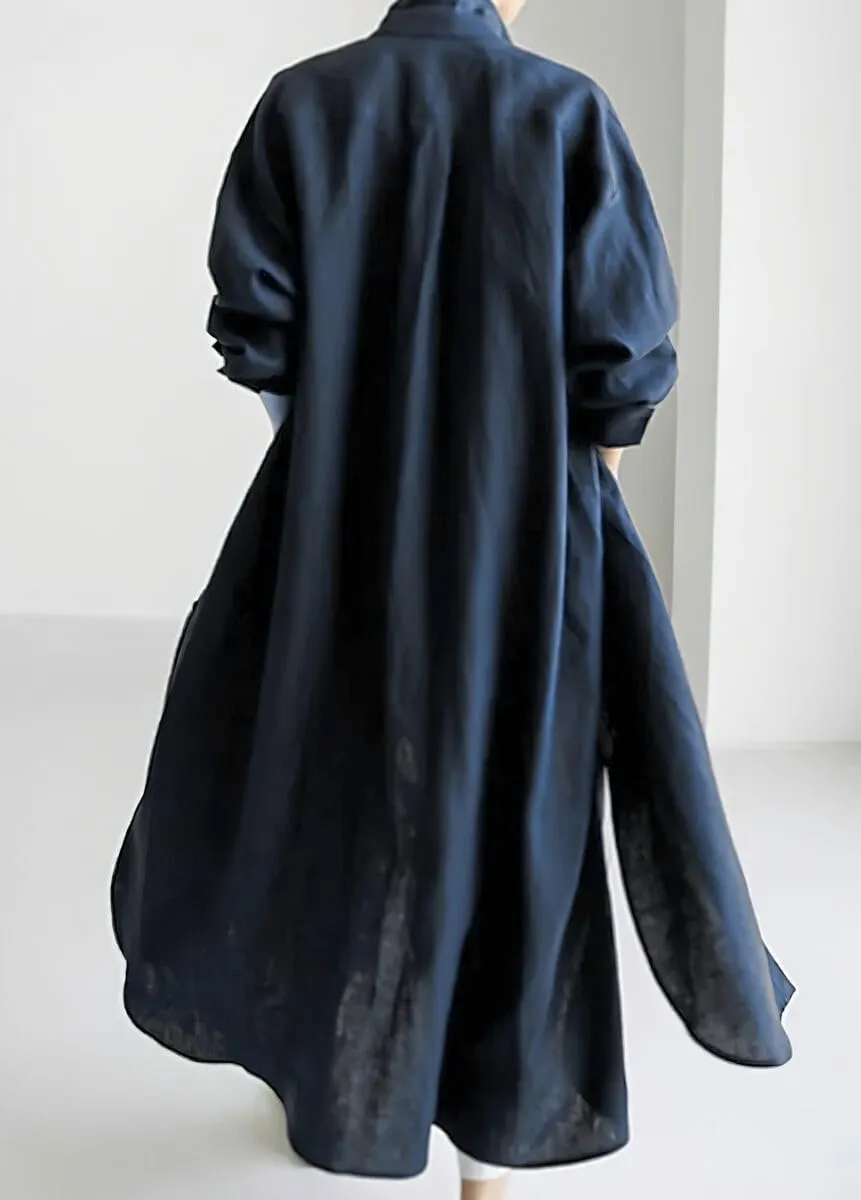 chouyatou Women's Spring Button Down Cotton Shirt Dress Summer Flowy Side Slit Maxi Shift Dress