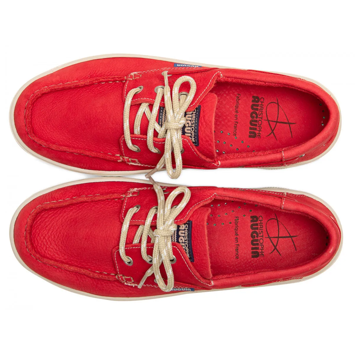 Christophe Auguin French Boat Shoe in Rouge Red