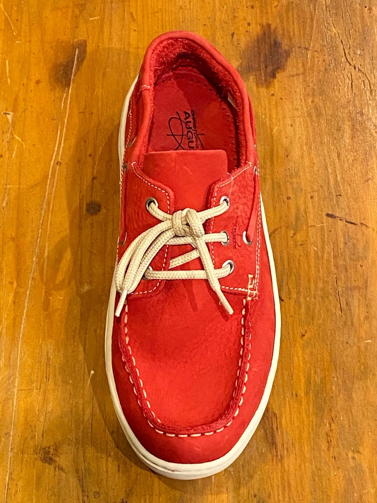 Christophe Auguin French Boat Shoe in Rouge Red