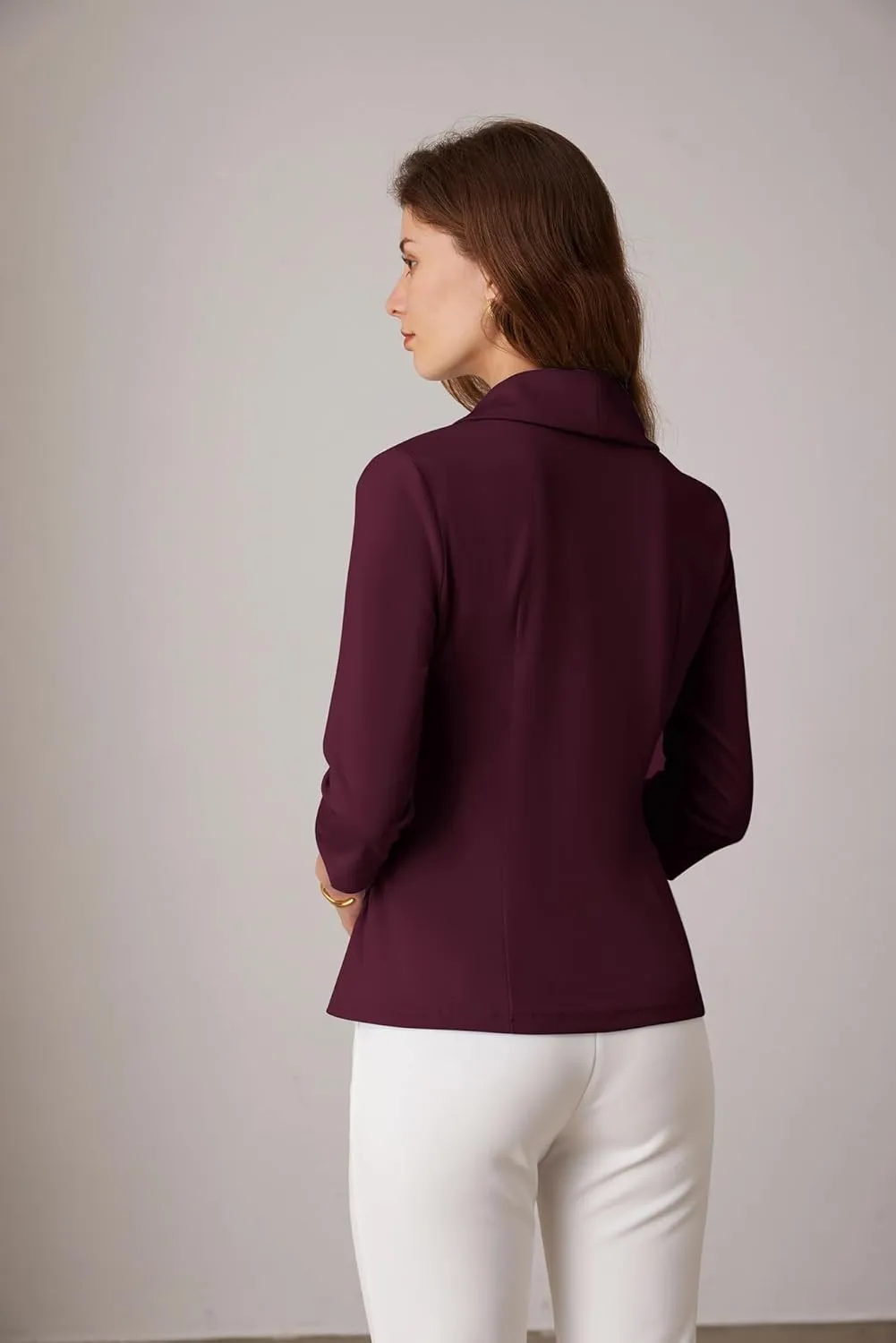 GRACE KARIN Women's V Neck Casual Work Tops 3/4 Sleeve Office Dressy Blouse Asymmetrical Elegant Shirts