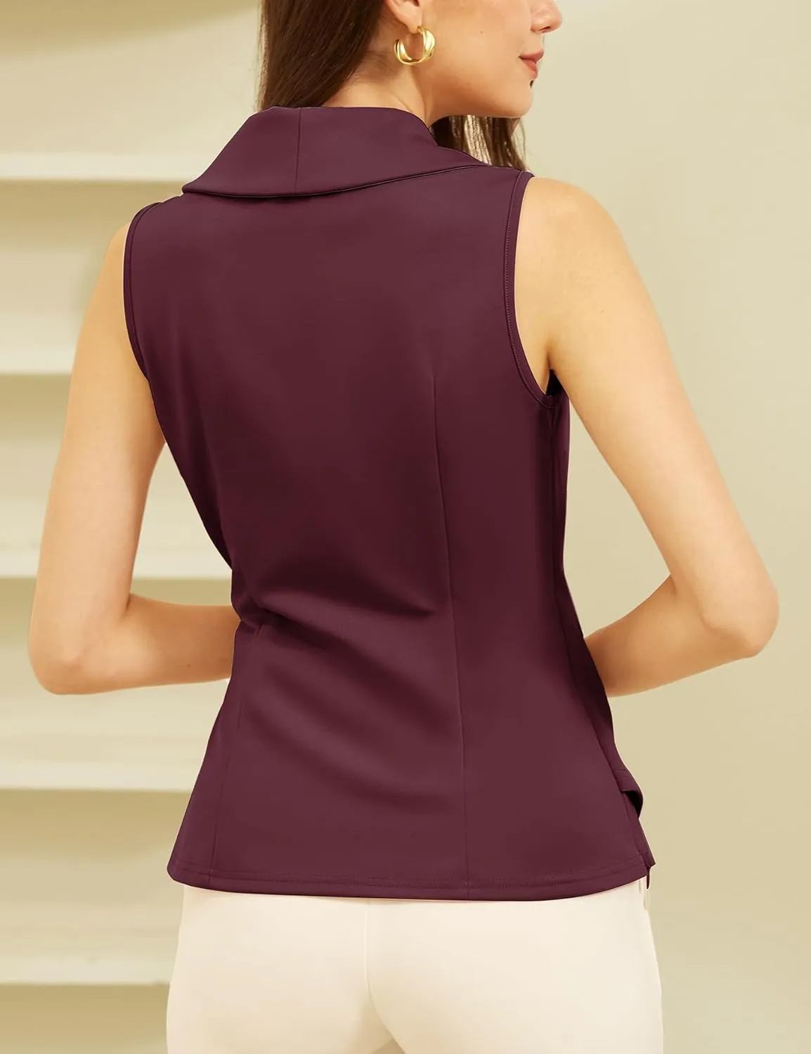GRACE KARIN Women's Wrap V Neck Casual Work Tops Sleeveless Office Dressy Summer Blouse Asymmetrical Elegant Shirts