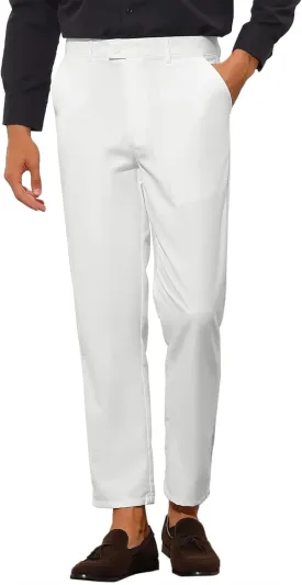 Lars Amadeus Cropped Dress Pants for Men's Solid Color Flat Front Business Prom Tapered Trousers