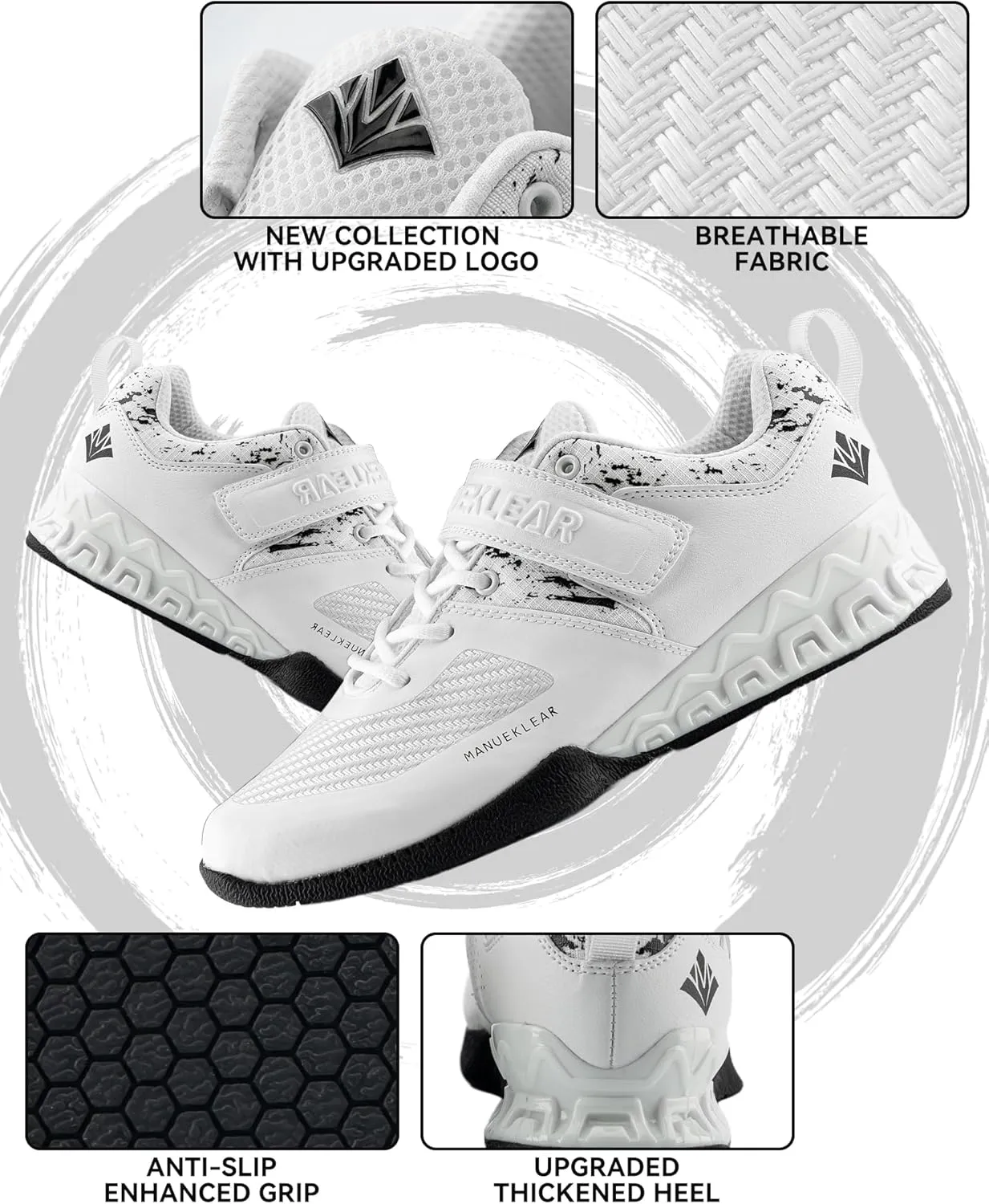 MANUEKLEAR Deadlift Shoes, Strong Anti-Slip Lifting Shoes for Men, Professional Training Weightlifting Shoes for Men and Women, Squat Shoes for Powerlifting with Rubber Non-Slip Sole