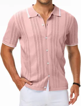 MAPICK Men's Button Down Polo Shirt Casual Short Sleeve Knit Shirt Summer Vacation Beach Clothes