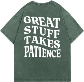 Men's Graphic Letter Print Vintage Tees Baggy Drop Shoulder Crew Neck Short Sleeve Streetwear T Shirts