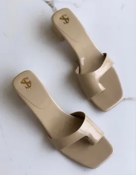 Patent Nude Toe Strappy Mid Heels