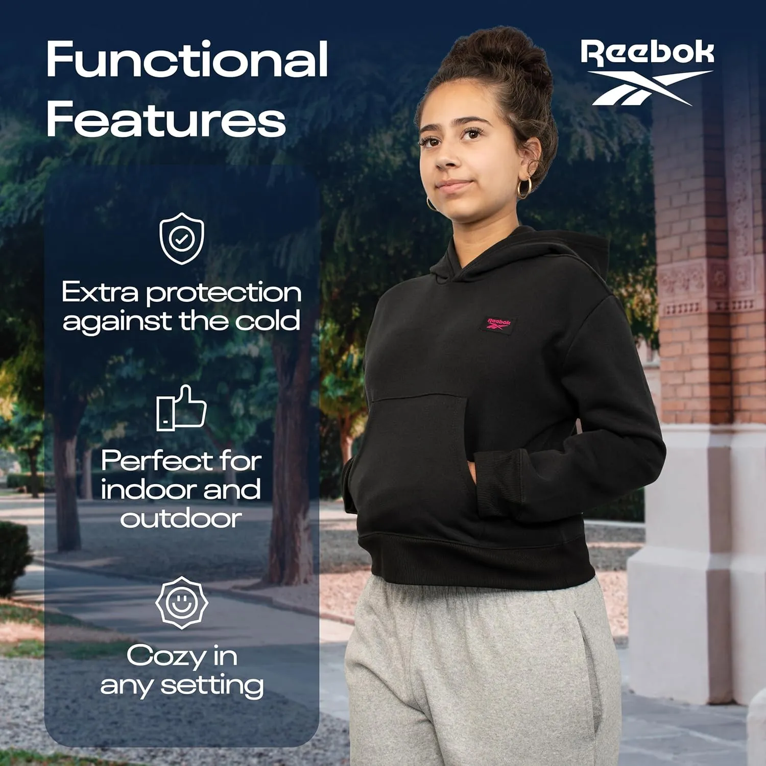 Reebok Girl's Sweatshirt Hoodies 2 Pack Sweatshirts Fashion Hoodie Crewneck Sweaters for Girls Sizes 7-16