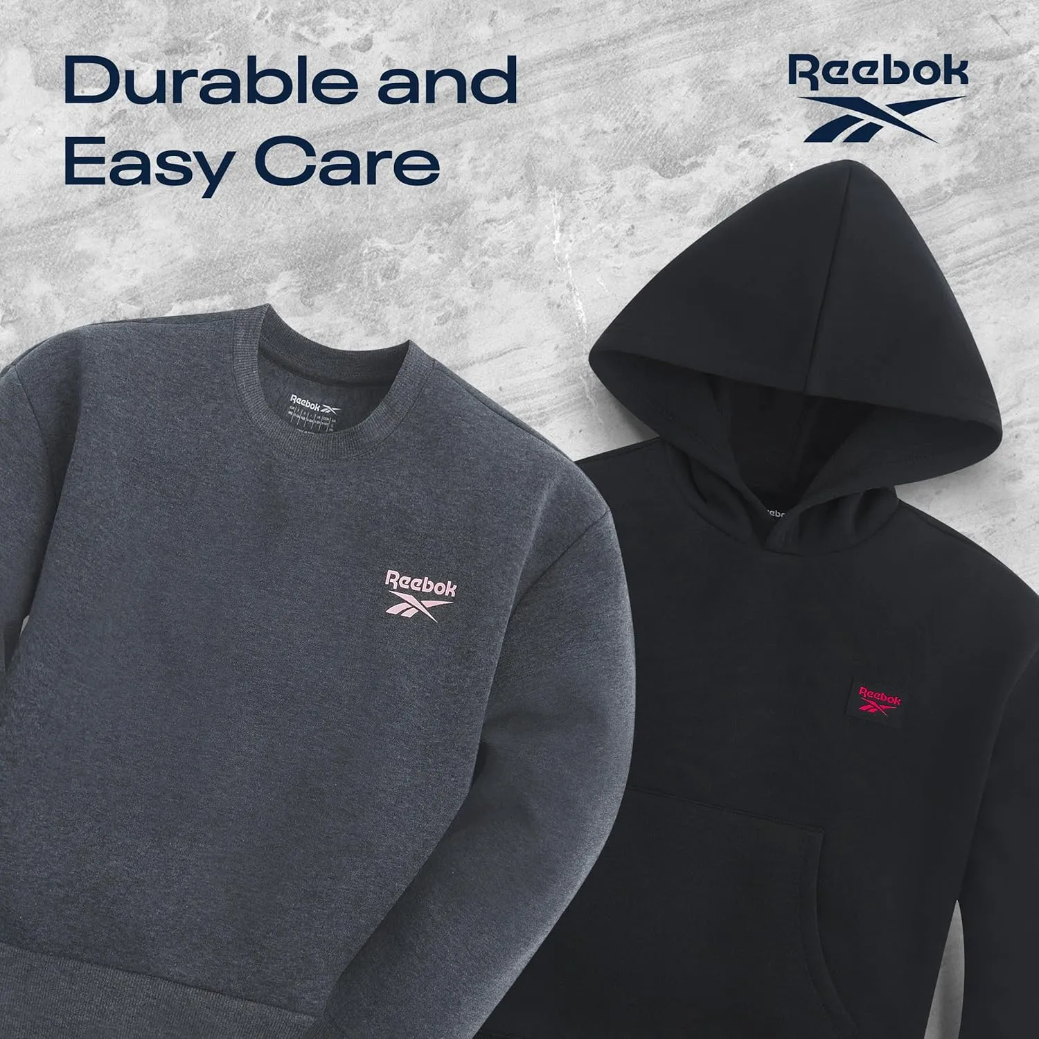 Reebok Girl's Sweatshirt Hoodies 2 Pack Sweatshirts Fashion Hoodie Crewneck Sweaters for Girls Sizes 7-16