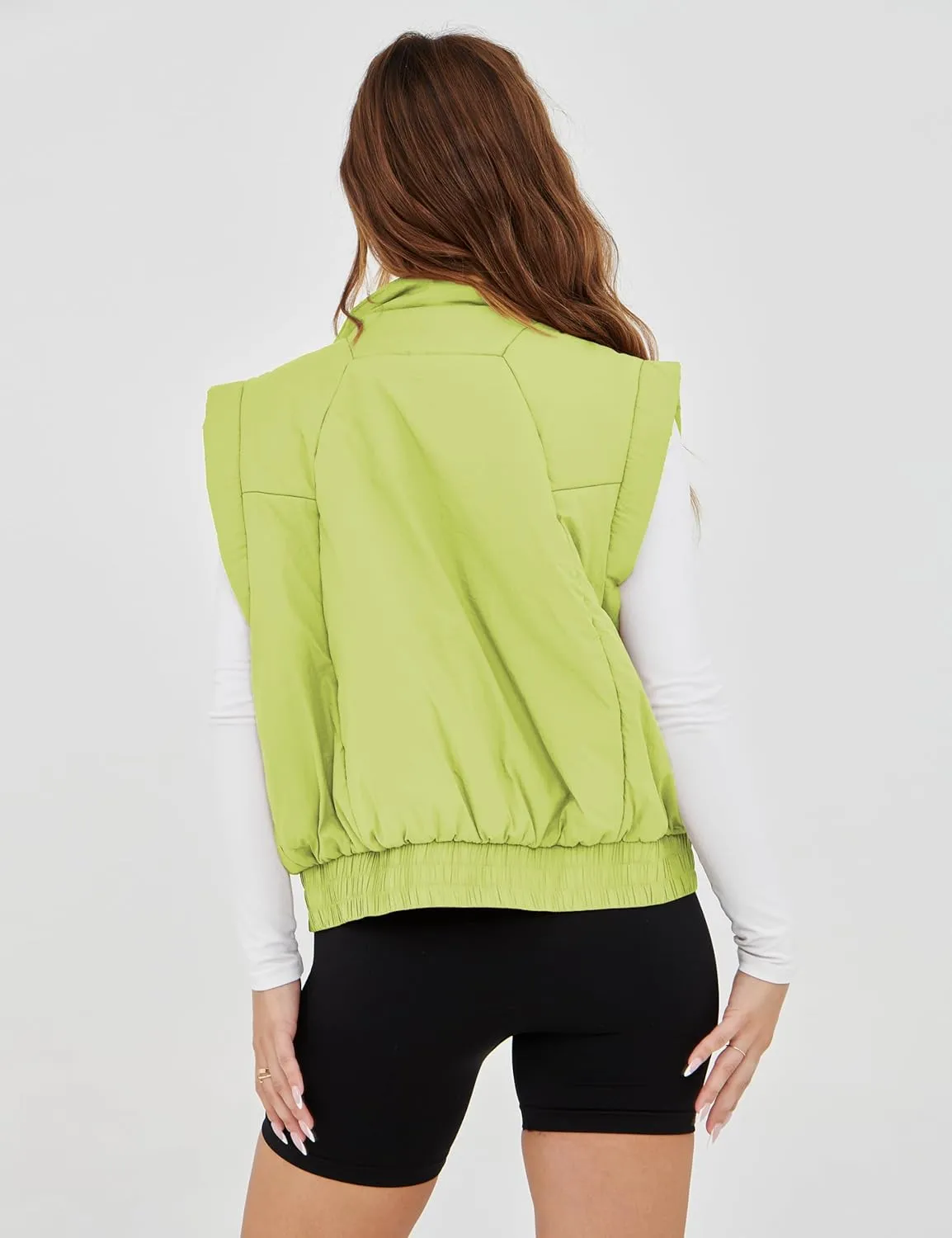 UANEO Womens Crop Vest Cropped Puffer Vest Quilted Lightweight Padded Gilet with Pockets