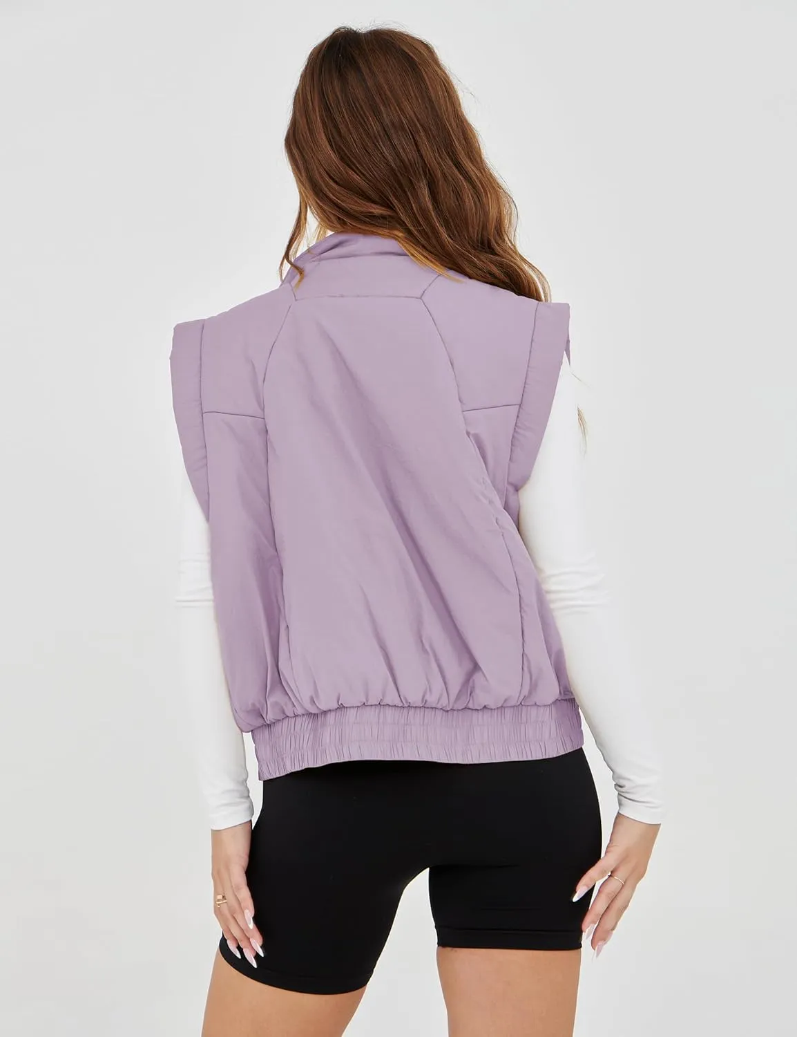 UANEO Womens Crop Vest Cropped Puffer Vest Quilted Lightweight Padded Gilet with Pockets