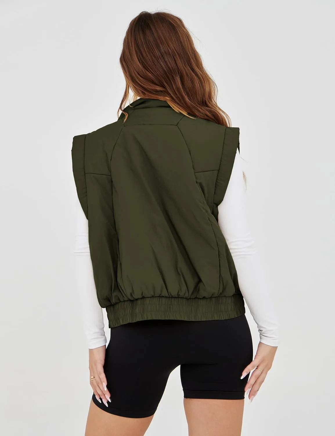 UANEO Womens Crop Vest Cropped Puffer Vest Quilted Lightweight Padded Gilet with Pockets