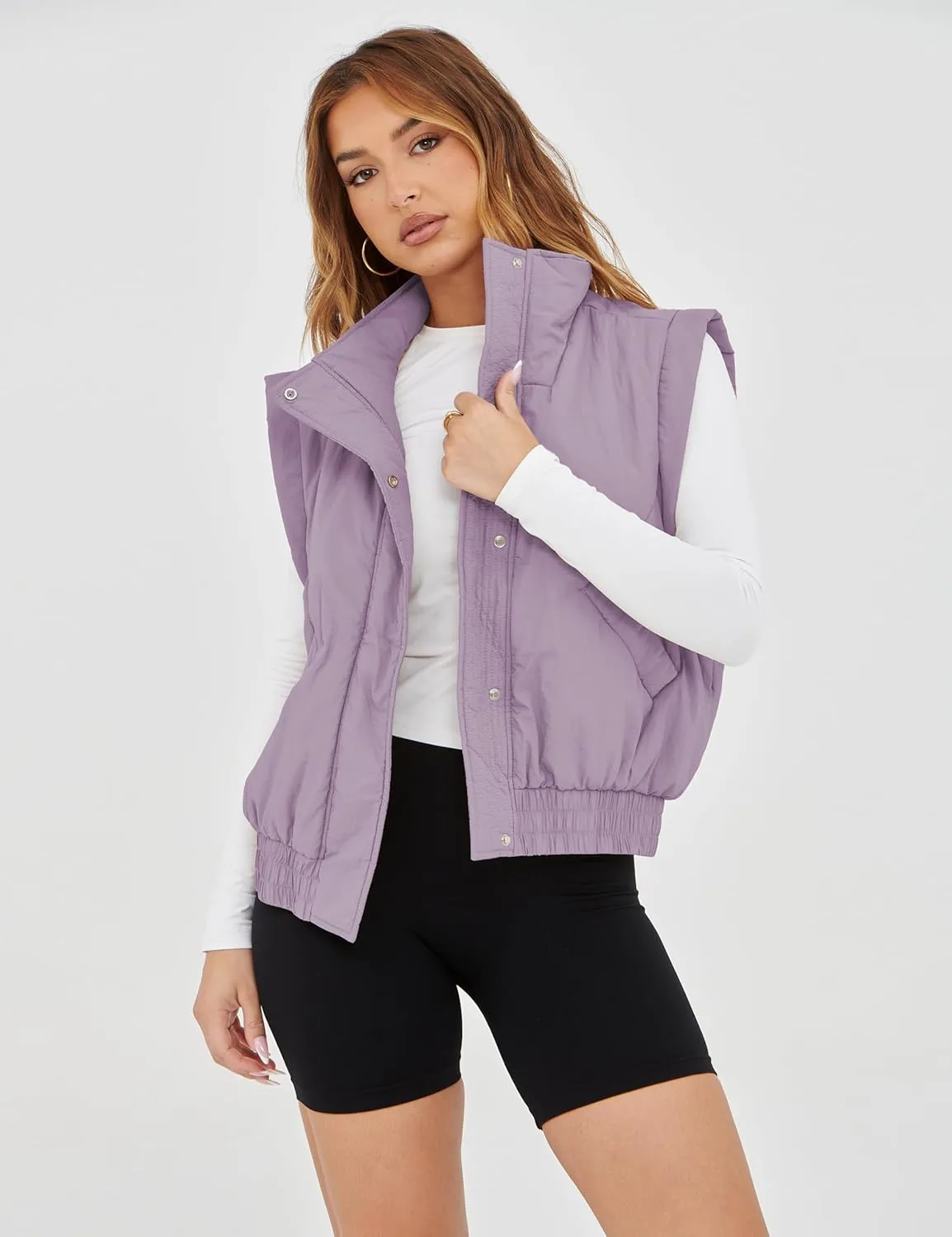 UANEO Womens Crop Vest Cropped Puffer Vest Quilted Lightweight Padded Gilet with Pockets