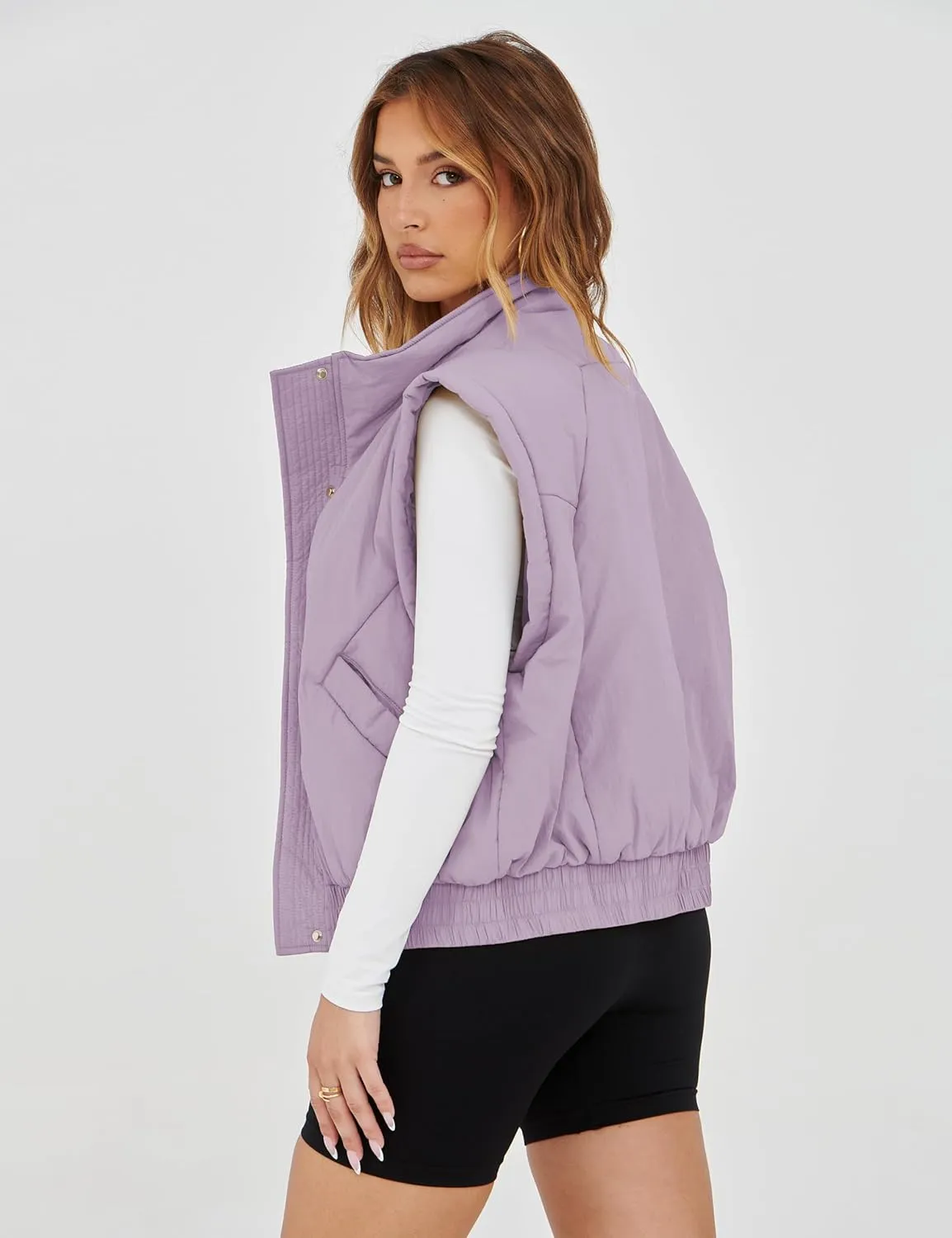 UANEO Womens Crop Vest Cropped Puffer Vest Quilted Lightweight Padded Gilet with Pockets
