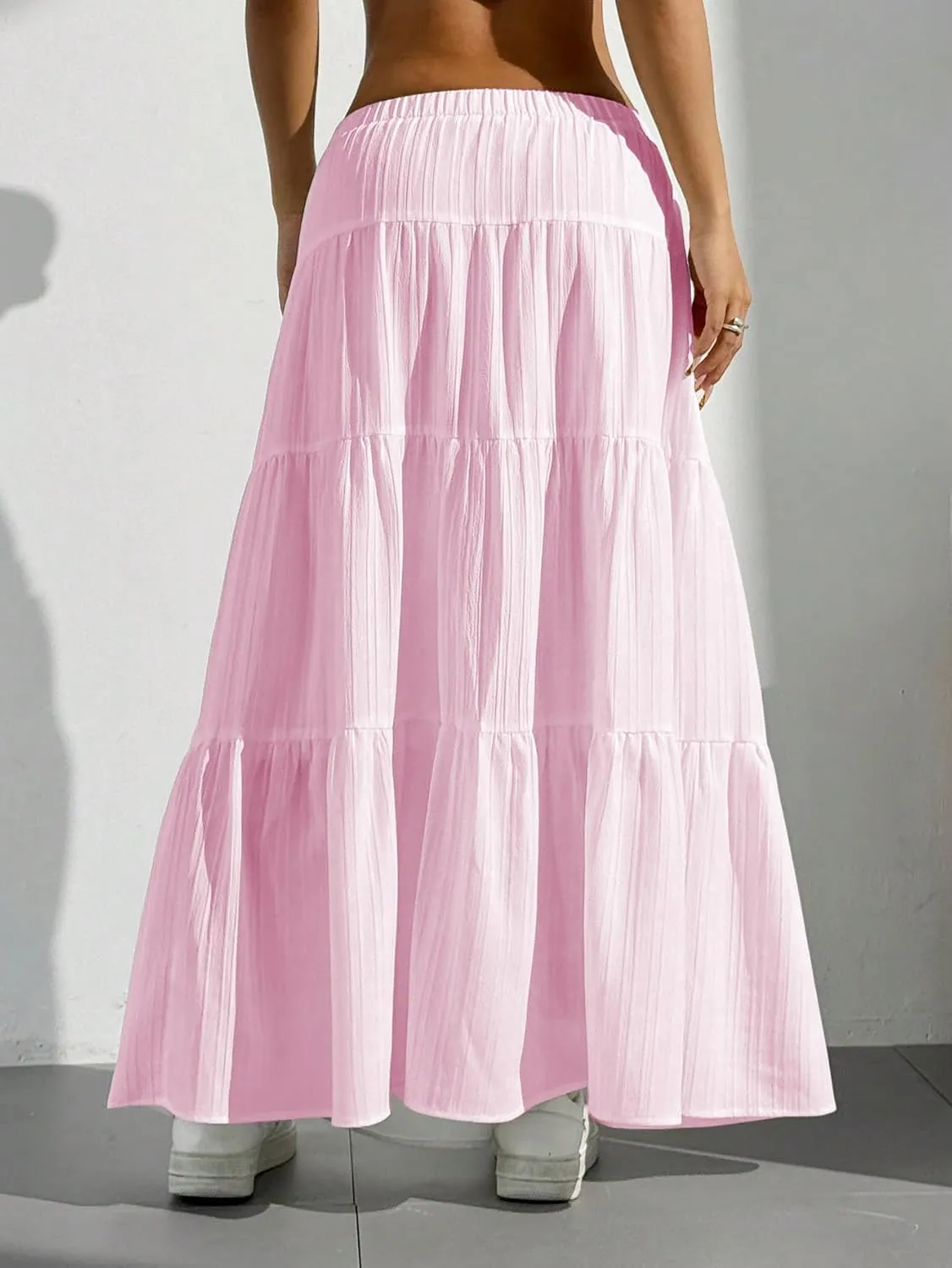 Verdusa Women's Flowy Flared Ruffle Boho Long Skirt Summer Maxi Skirt Going Out Outfits