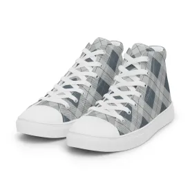 Women’s Blue Plaid high top canvas shoes