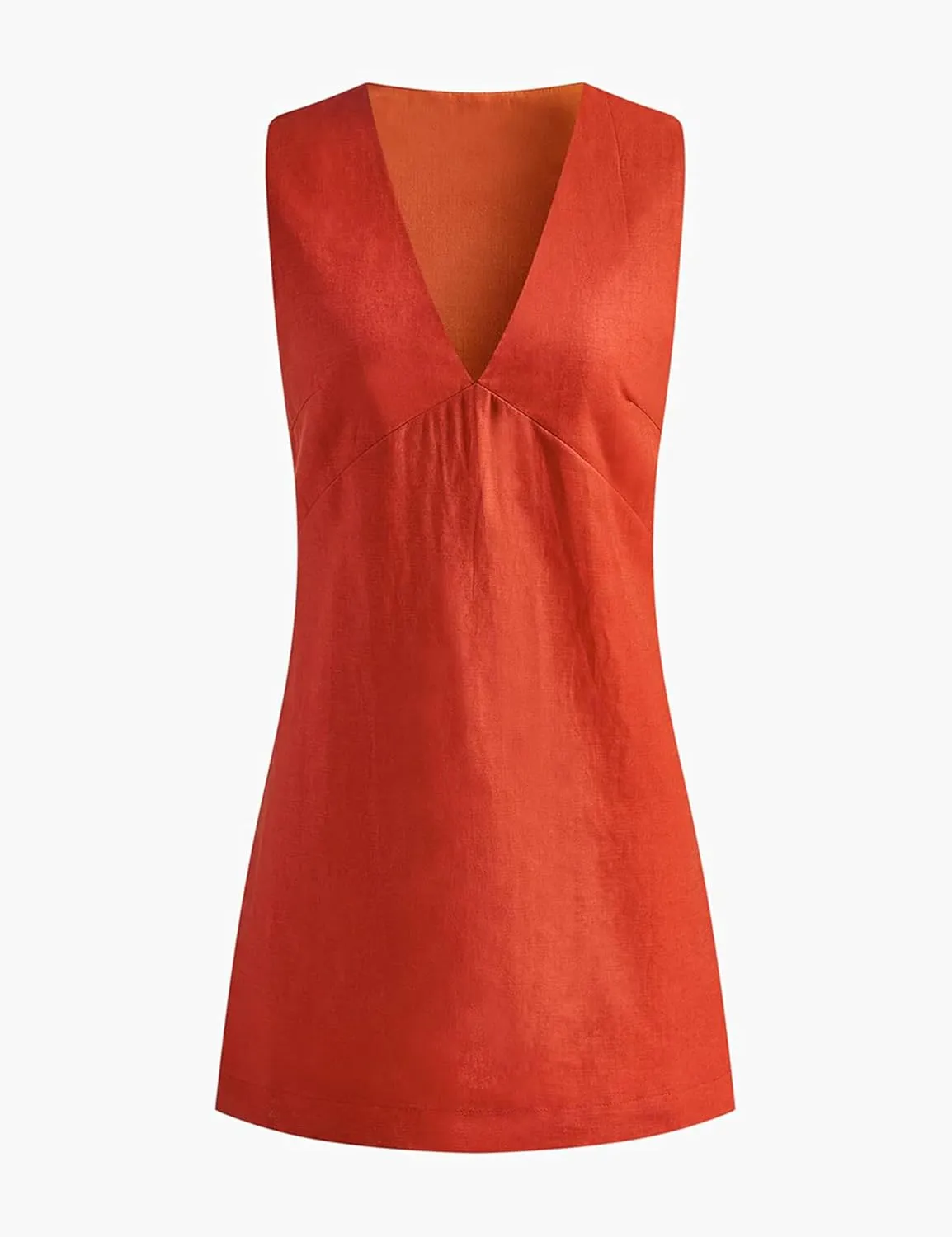 Womens Summer Cotton Linen V Neck Short Dress Sleeveless Mini Dress Casual A Line Tank Sundress