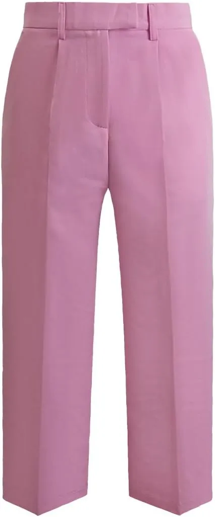 Women's Wide Leg Cropped Dress Pants, High Waist Trousers with Pockets